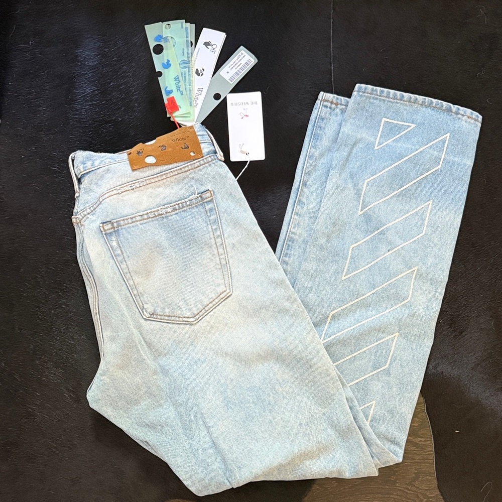 Off-White Light Blue Straight Jeans